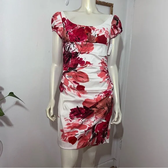 New Suzi Chin for Maggy Boutique Floral water color Dress Size 6 Petite New BB - Picture 2 of 12